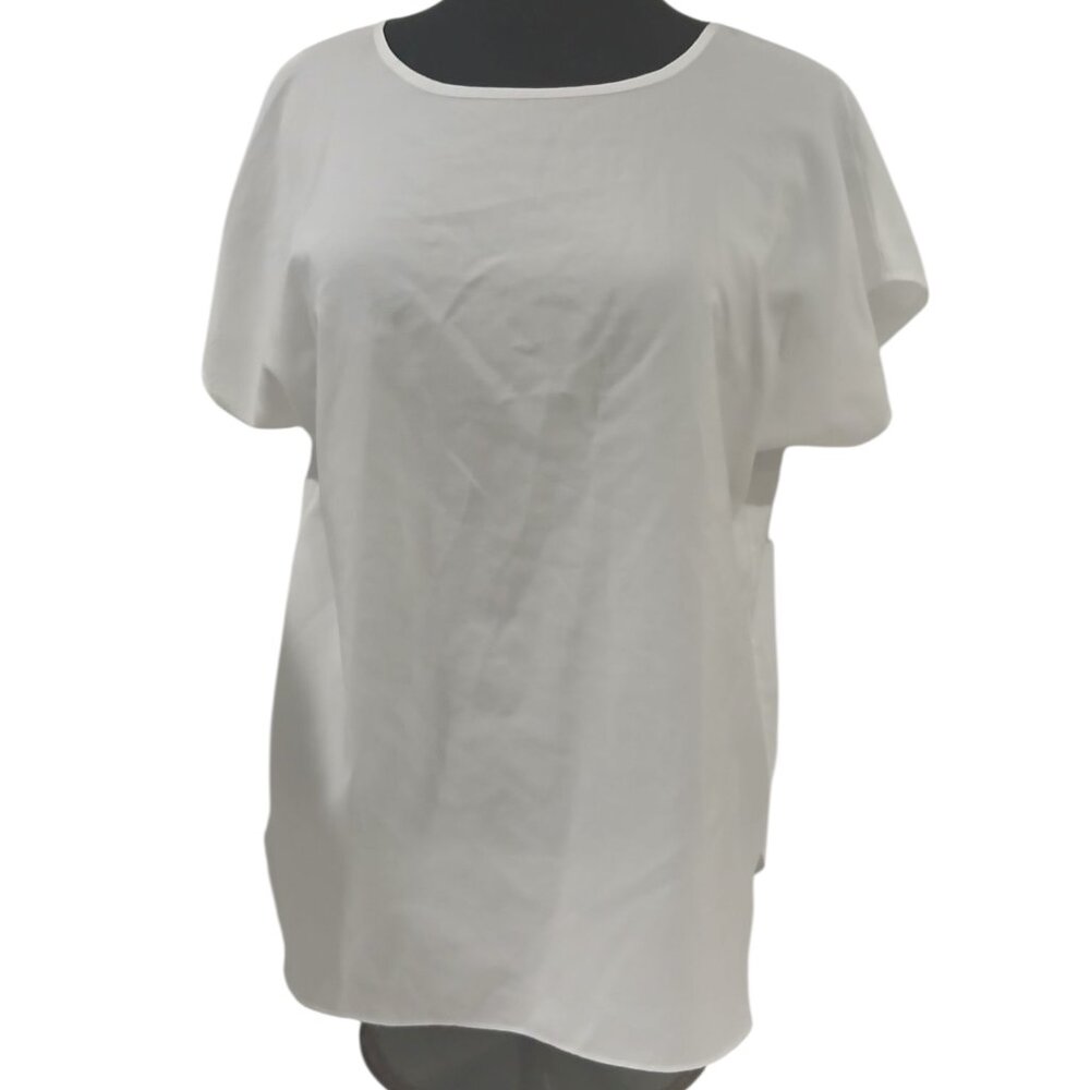 Lauren Lee women's blouses white top pullover sheer lightweight shirt size M.